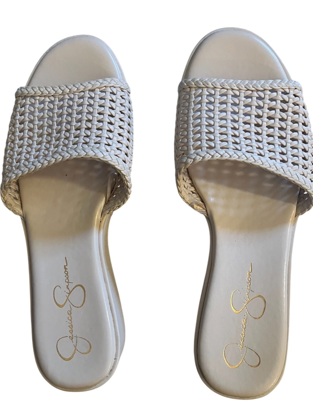 Jessica Simpson Cream Woven Slide Mules